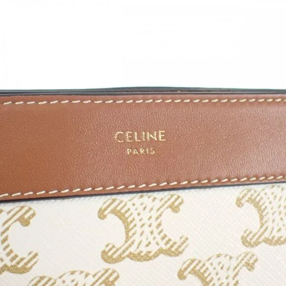 Celine Small Travel 10 C762 djp.01 ta Pouch Polyurethane Leather White - Picture 7 of 9